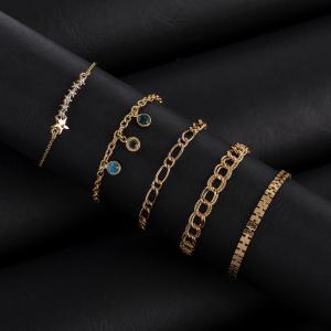 Artificial Textured Double Loop Chain Bracelet Set