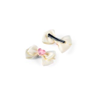 Girl's Bow Hair Clip with Heart Center