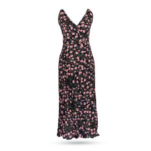 Midnight Bloom V-Neck Maxi Dress